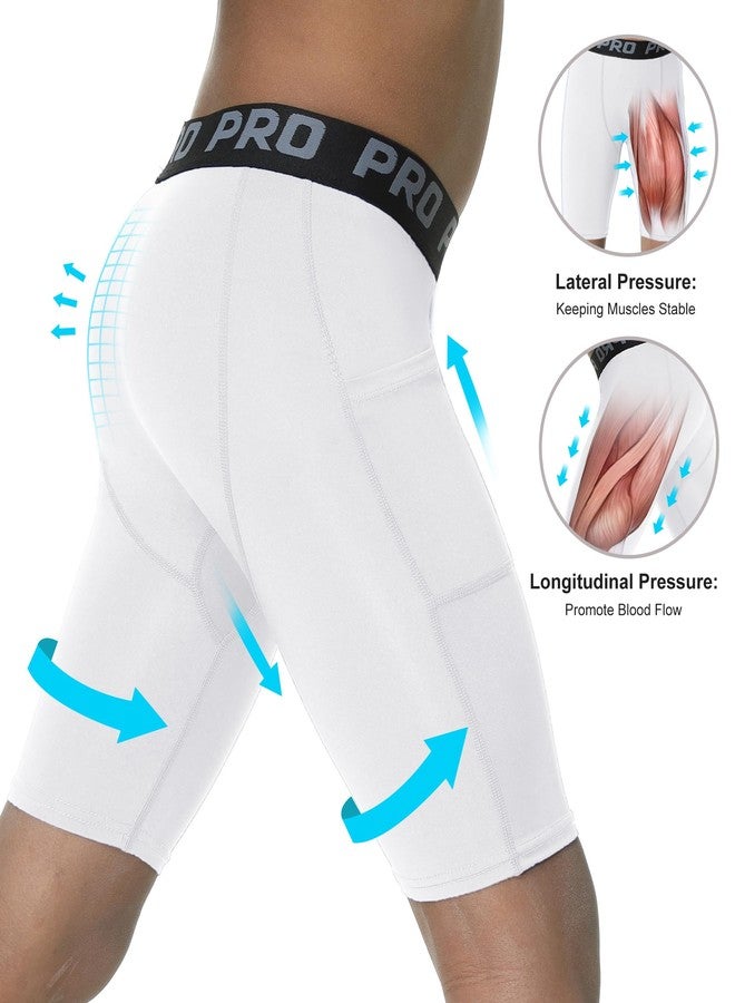 EXARUS شورتات ضغط رياضية للأولاد من إكساروس، ملابس داخلية رياضية أساسية عالية الأداء، مناسبة للجري وكرة القدم، بجيب جانبي، مقاس 12 سنة - Image 2